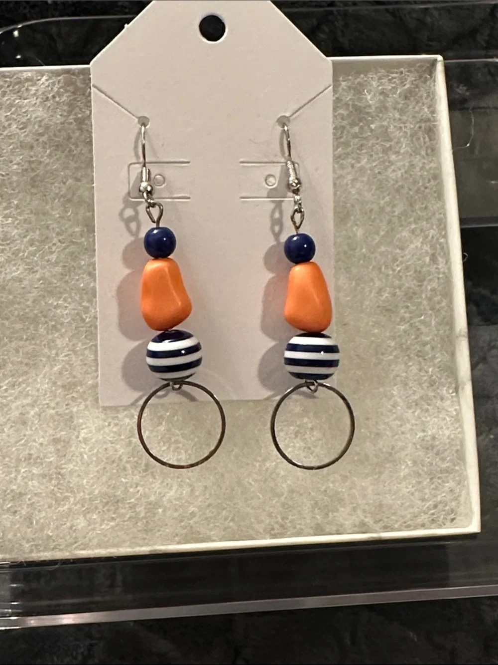 Handmade Blue and Coral Drop Earrings - Women's Fashion Jewelry